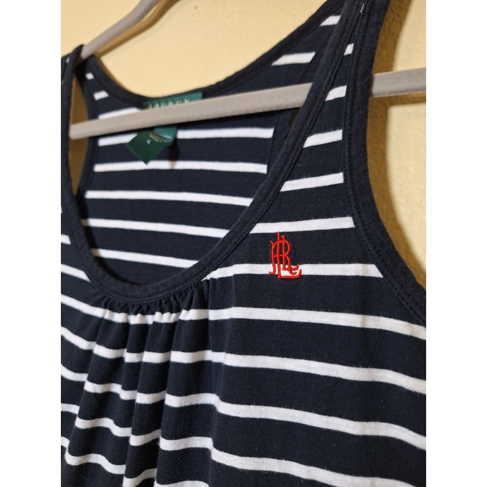 Ralph Lauren Striped Cotton knit tank dress size Large Summer Preppy Pony - Picture 3 of 8